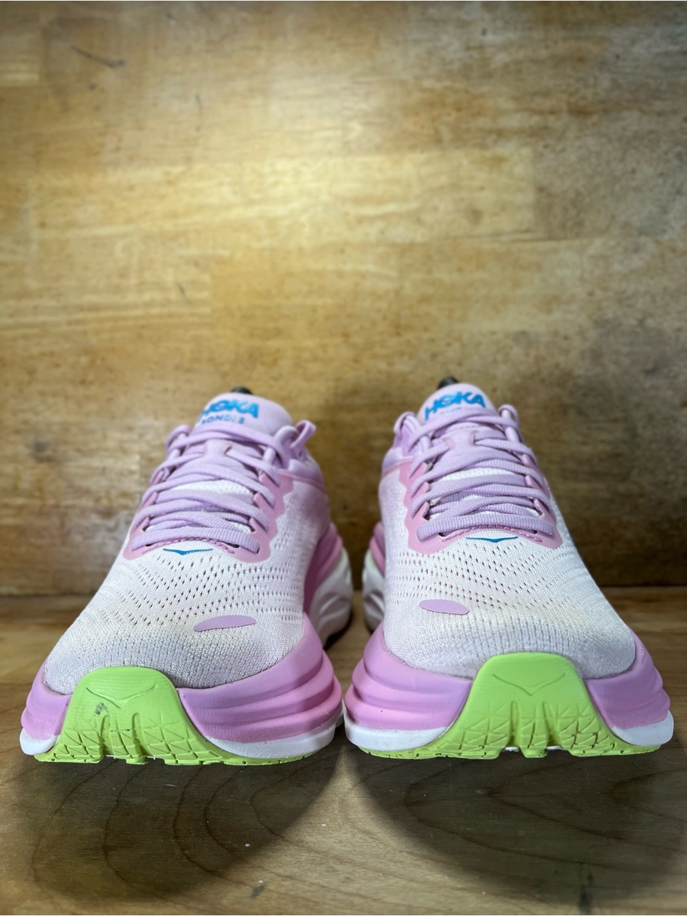 Hoka One One Bondi 8 REFLECTIVE Womens Size 8 Running Shoes Sneakers Pink Blue - Picture 2 of 13